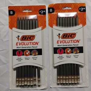 BIC Evolution #2 HB Sharpened Pencils - Gray with Gold Ferrule (8 pack)